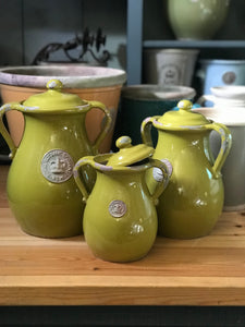 Kew Distressed Lidded Vases Rustic Green - Small