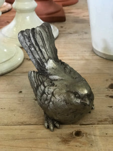 Pewter Finish Sitting Bird