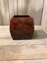 Load image into Gallery viewer, Small Square Convex Design Lacquered  Dark Wooden Cachepot