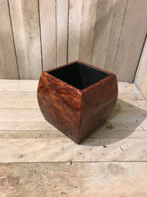 Load image into Gallery viewer, Small Square Convex Design Lacquered  Dark Wooden Cachepot