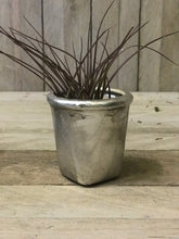 Load image into Gallery viewer, Mini Glass Round Pot with Square base in Antique Silver finish