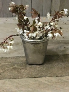 Mini Glass Round Pot with Square base in Antique Silver finish